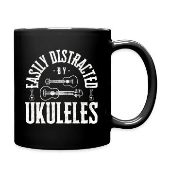 Easily distracted by Ukuleles - Tasse einfarbig - Schwarz - Rechts