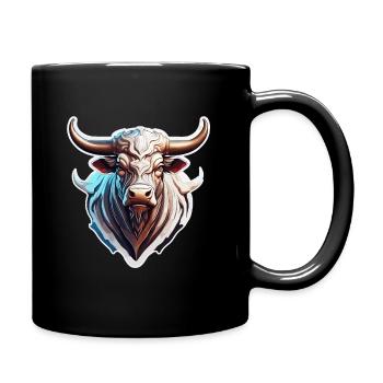 Stier / Bulle / Tier / Hörner / Stierkampf - Tasse einfarbig - Schwarz - Rechts
