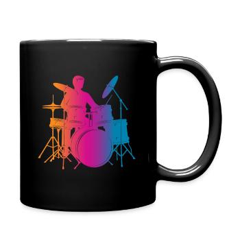 Schlagzeuger Silhouette - Tasse einfarbig - Schwarz - Rechts