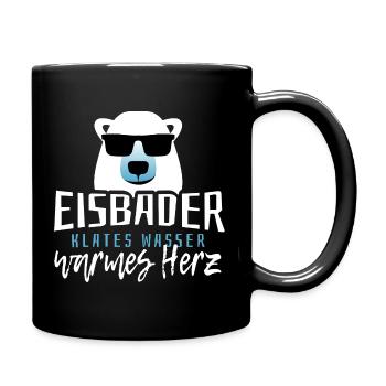 Eisbader kaltes Wasser warmes Herz Eisbaden Eisbad - Tasse einfarbig - Schwarz - Rechts