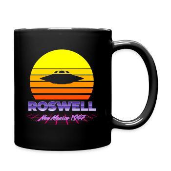 Roswell UFO-Vorfall 1947 Retro Gelber Sonnenuntergang - Tasse einfarbig - Schwarz - Rechts