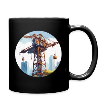 Grue / de chantier / treuil / système de grue - Mug uni - noir - Droite