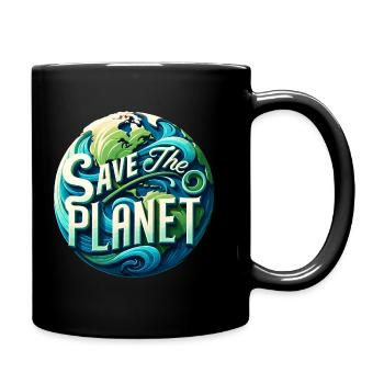 Save the planet - Tasse einfarbig - Schwarz - Rechts