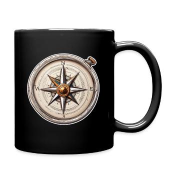 Kompass / Himmelsrichtung / Reisen / Survival - Tasse einfarbig - Schwarz - Rechts