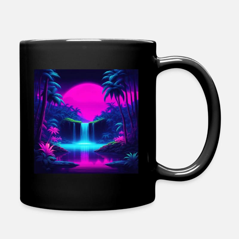 Neon Waterfall - Full Colour Mug - black