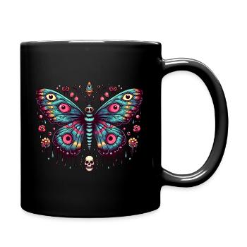 Papillon effrayant avec crâne - Mug uni - noir - Droite