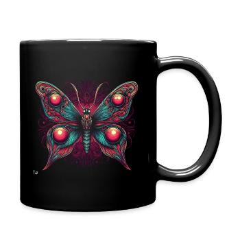 Schauriger Schmetterling mit Totenkopf - Tasse einfarbig - Schwarz - Rechts