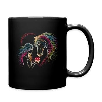 Woman Rider,Equestrian,Riding,Horse,Heart - Full Colour Mug - black - Right