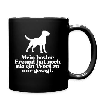 Hund, Liebe - Tasse einfarbig - Schwarz - Rechts
