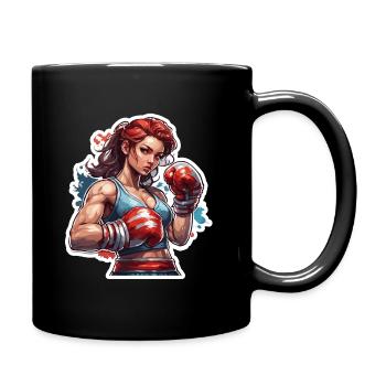 Boxer / Sports / Fight / Arena / Boxing Ring / Fists - Full Colour Mug - black - Right