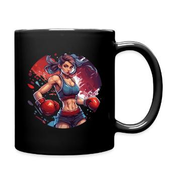 Boxer / Sports / Fight / Arena / Boxing Ring / Fists - Full Colour Mug - black - Right