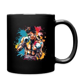 Boxer / Sports / Fight / Arena / Boxing Ring / Fists - Full Colour Mug - black - Right