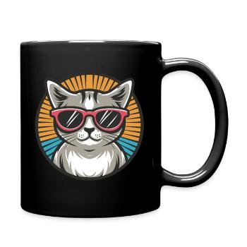 Chat avec des lunettes de soleil - Mug uni - noir - Droite