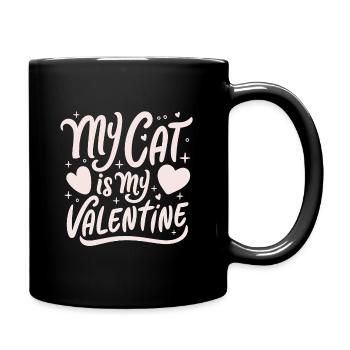 My cat is my Valentine - Full Colour Mug - black - Right