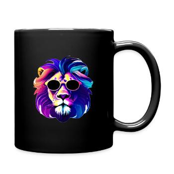 Löwe Wasserfarben Illustration - Tasse einfarbig - Schwarz - Rechts
