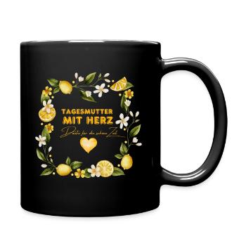 Tagesmutter mit Herz Kindergartenabschied - Tasse einfarbig - Schwarz - Rechts