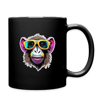 Monkey / Animal / Zoo / Babian / Wild / Comic - Full Colour Mug - black - Right
