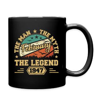 Geburtstagsgeschenk - geboren im Februar 1947 - Tasse einfarbig - Schwarz - Rechts