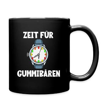 Zeit für Gummibären! Gummibär Uhr Süßigkeit - Tasse einfarbig - Schwarz - Rechts