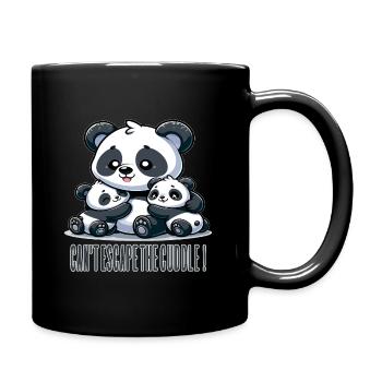 Entzückende Panda-Familienumarmung - Tasse einfarbig - Schwarz - Rechts
