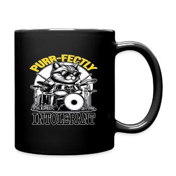Cat-Schlagzeuger, absolut intoleranter Beat-Meister - Tasse einfarbig - Schwarz - Rechts