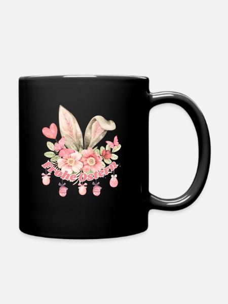 Frohe Ostern Hasenohren Mädchen - Tasse einfarbig - Schwarz