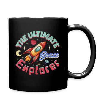 The Ultimate Space Explorer Rakete Mond und Sterne - Tasse einfarbig - Schwarz - Rechts
