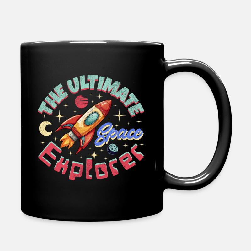 The Ultimate Space Explorer Rocket Moon and Stars - Full Colour Mug - black