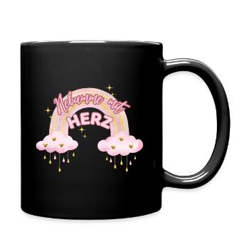 Hebamme mit Herz Regenbogen - Tasse einfarbig - Schwarz - Rechts