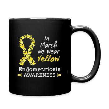 In March we wear Yellow, Endometriosis Awareness - Full Colour Mug - black - Right