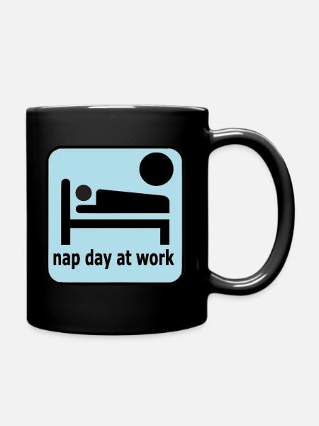 Nickerchen bei der Arbeit - Tasse einfarbig - Schwarz