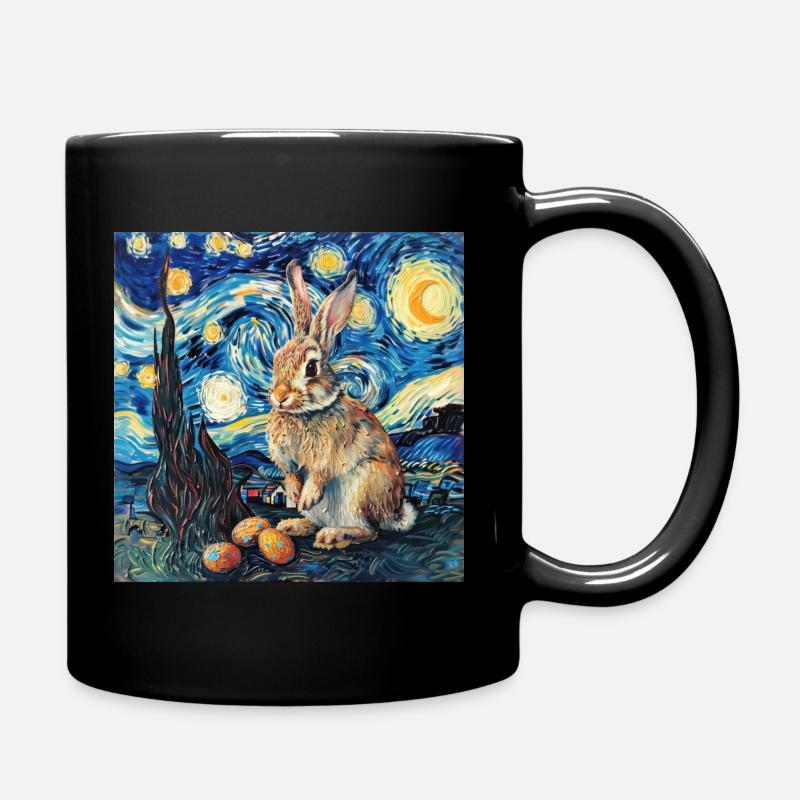 easter bunny, easter, bunny, happy easter, easter eggs - Full Colour Mug - black