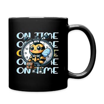 On Time, Every Time Punctual Bee with Stopwatch - Full Colour Mug - black - Right