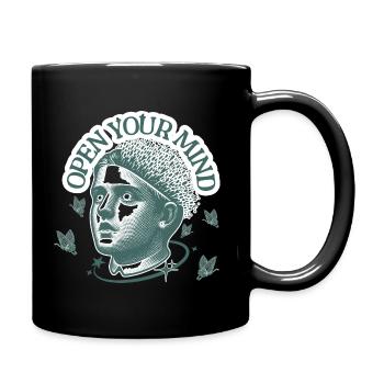 Open your mind - Tasse einfarbig - Schwarz - Rechts