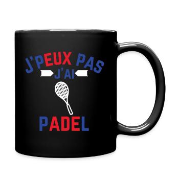 Ich kann nicht, ich habe Padel, blau, weiß, rot - Tasse einfarbig - Schwarz - Rechts