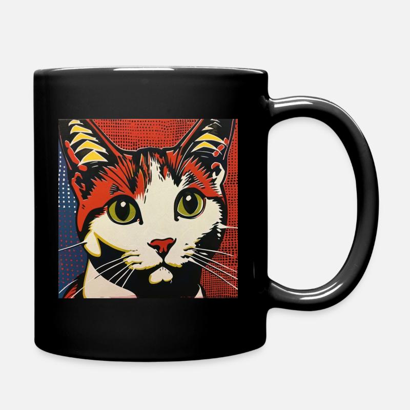 chat, motif de chat, bande dessinée, cadeau, idées cadeaux - Mug uni - noir
