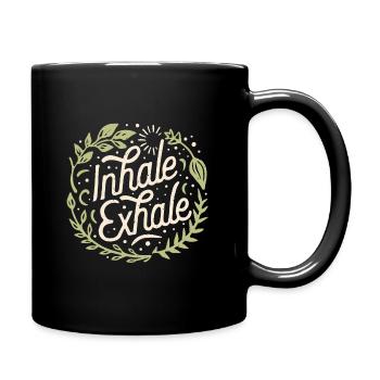 Einatmen, ausatmen, einatmen, ausatmen - Tasse einfarbig - Schwarz - Rechts