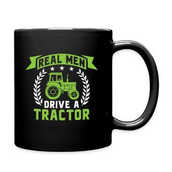 real men drive a tractor gift for farmer - Full Colour Mug - black - Right