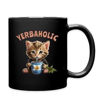Yerba Mate Cat Yerbaholic - Full Colour Mug - black - Right