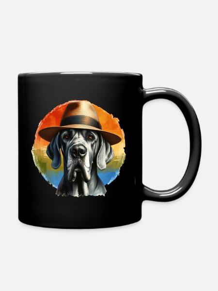 Great Dane Splash Art - Full Colour Mug - black
