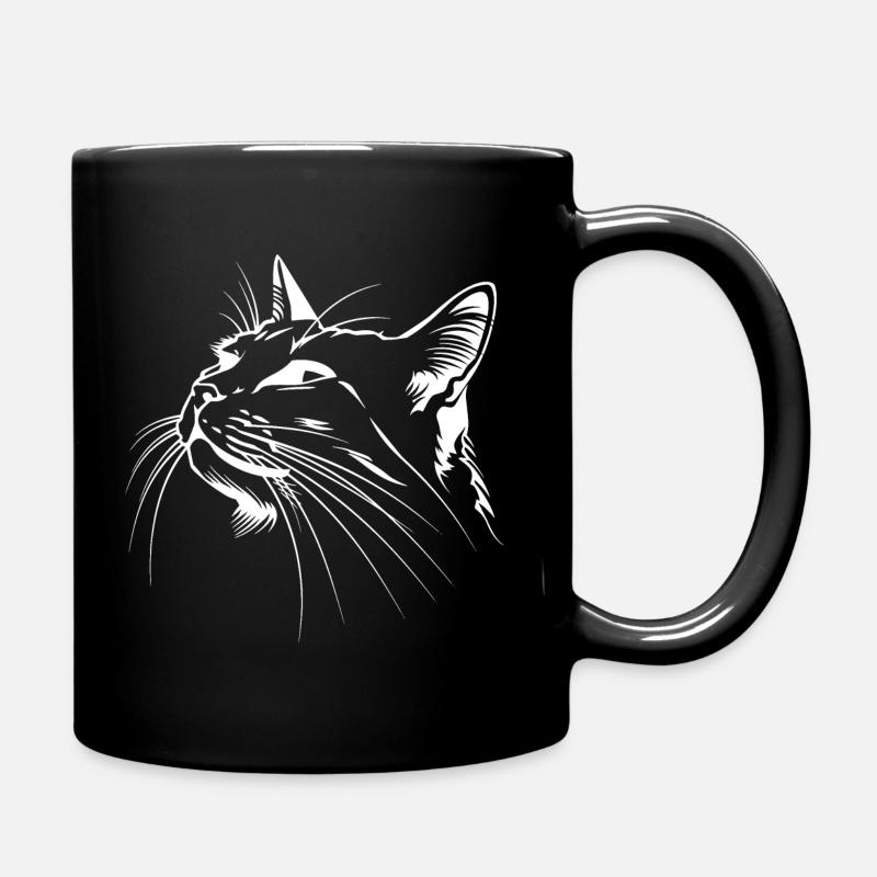 Katze, Katzenmotiv, Katzengesicht - Tasse einfarbig - Schwarz