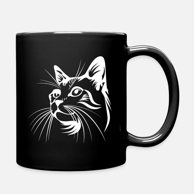 Katze, Katzenmotiv, Katzengesicht - Tasse einfarbig - Schwarz