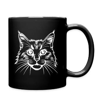 Cat, Cat Motif, Cat Face - Full Colour Mug - black - Right