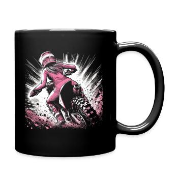 Damen Motocross. Frauen Motorrad Geschenk - Tasse einfarbig - Schwarz - Rechts