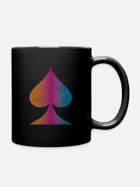 Buntes Poker Pik - Tasse einfarbig - Schwarz