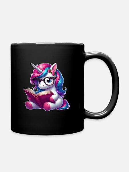 Einhorn Lesen Birthday Einhorn - Tasse einfarbig - Schwarz