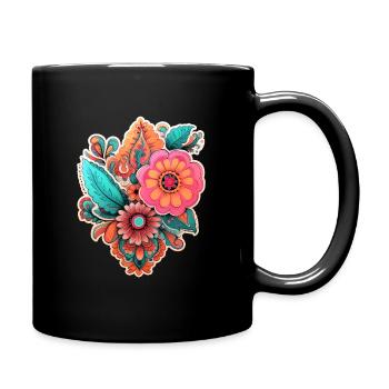 Beautiful Boho Floral Herbarium Bouquet - Full Colour Mug - black - Right