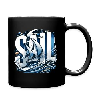Segler gehen segeln zum Segeltörn mit Segelboot - Tasse einfarbig - Schwarz - Rechts