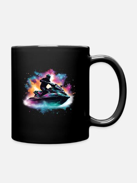 Per Jetski durch die Galaxis - Tasse einfarbig - Schwarz