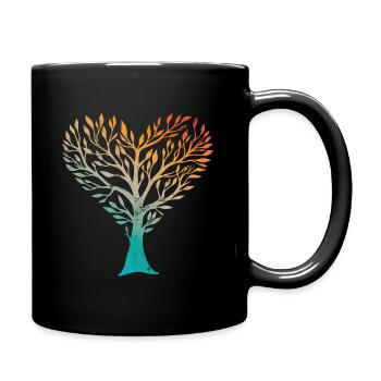 Baum Herz Vintage - Tasse einfarbig - Schwarz - Rechts